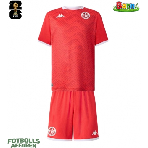 Tunisien Hemmaställ Barn VM 2026 Kortärmad (+ Korta byxor)